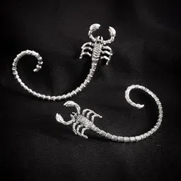 PRIAANSHA CREATIONS Stainless Steel Oxidised Gothic Scorpion Animal Shaped Earcuff-image-68