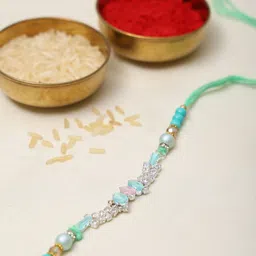 Exotic India Artificial Stone Studded and Beaded Thread Rakhi-image-27
