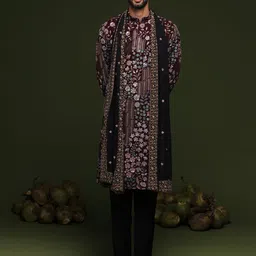 KALPRAAG Men Floral Embroidered Regular Sequinned Kurta with Trousers & With Dupatta-43