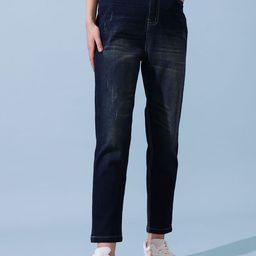 STREET 9 Women Comfort Slim Fit Mildly Distressed Light Fade Jeans-picture-48