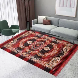 RUBOXA Red Ethnic Motifs Cotton Carpet-picture-7