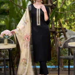 DIVASTRI Women Ethnic Motifs Embroidered Kurta with Trousers & Dupatta-image-20