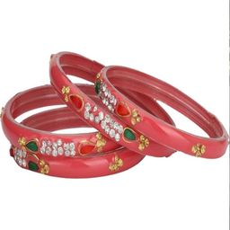 SOMIL Set of 16 Orange Alloy Bangles-image-101
