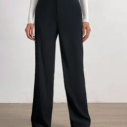 Visit Wear Women Regular Fit High-Rise Pleated Parallel Trousers-picture-14