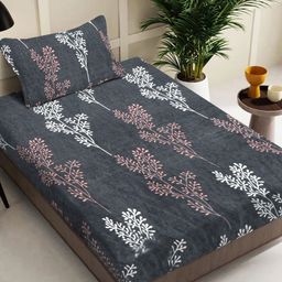 Myntra Elegant Homes Grey & White Printed Woollen Single Bedsheet Set 2.2 m x 1.5 m-picture-42