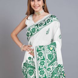 Durga Textile Kalamkari Woven Design Zari Pure Cotton Jamdani Saree-picture-27