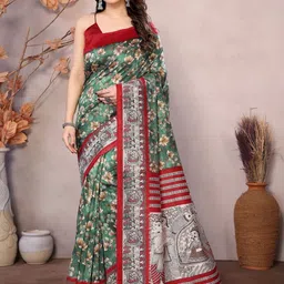 KALINI Floral Art Silk Saree-15