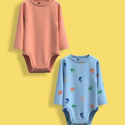 Orange Sugar Infants Pack Of 2 Printed Cotton Bodysuits-36