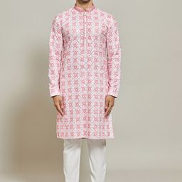 Arihant Rai Sinha Ethnic Motifs Printed Sequnnied Pure Cotton Straight Kurta With Trousers-image-8
