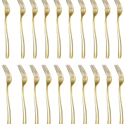 20 Piece Luxury Golden Cutlery Set Dinner Table Fork | Home, Restaurant, Gifting Stainless Steel Dinner Fork Set-20