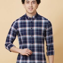 Being Human Men Classic Slim Fit Button-Down Collar Tartan Checked Cotton Casual Shirt-image-29