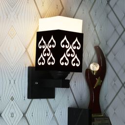 Gojeeva Black & White Textured Square Shaped Wooden Wall Lamp-picture-13