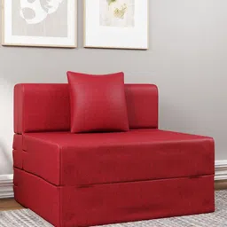 Torque Red Messi Flipper Single Seater Foldable Sofa Cum Bed With Cushion-image-56
