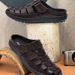 ARAMISH Men Ethnic Leather Fisherman Sandals-image-90