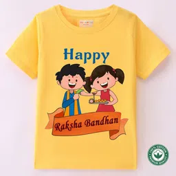 BLUSHES Kids Unisex Raksha Bandhan Printed Round Neck Short Sleeves Cotton T-shirt-picture-27