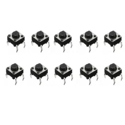 4-Pins DIP Momentary Square Tactile Push Button Switch 10 Pieces - 6x6x5mm image 1