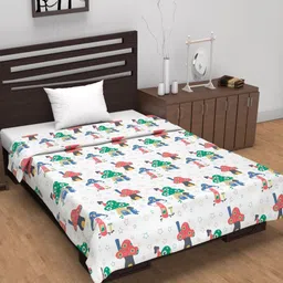 Divine Casa Sleepy Safari Red & White Cartoon Characters Cotton 120 GSM Single Bed Dohar-image-17
