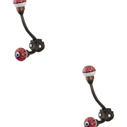 IndianShelf 2 Piece Red Ceramic Cross Sign Clothes Hanger for Wall Coat Hooks-image-2