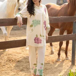 CUSTARD Floral Printed Cotton Tunic With Trousers Co-Ords-image-97