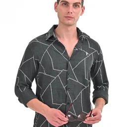 STYLOFY Men Classic Geometric Checked Casual Shirt-image-98
