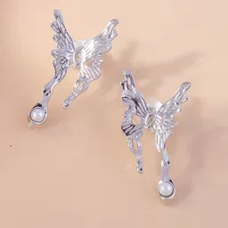 Krelin Silver-Plated Pearls Beaded Animal Shaped Studs-image-70