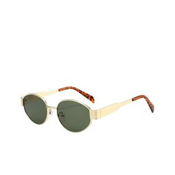 LIAN NUR Unisex Green Lens & Gold-Toned Oval Sunglasses with-image-51