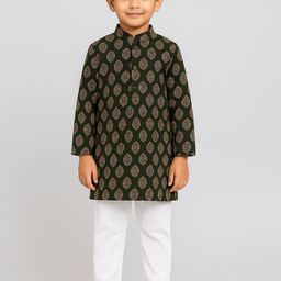 Sangria Infant Boys Printed Cotton Kurta with Pyjama Set-picture-22