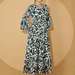 SHEETAL Associates Women Floral Printed V-Neck Bell Sleeve Fit & Flare Maxi Dress-picture-20