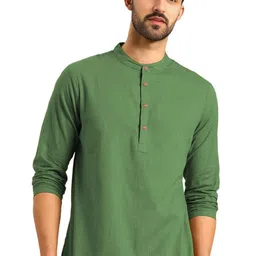 BHUVIKOO Men Khaki Kurtas-image-111