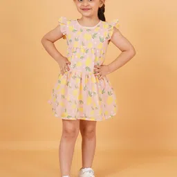 Creative Kids Floral Print Flutter Sleeve Fit & Flare Dress-image-10
