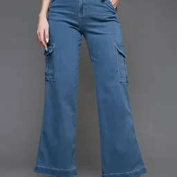 Mast & Harbour Women Wide Leg High-Rise Light Fade Stretchable Jeans-picture-47