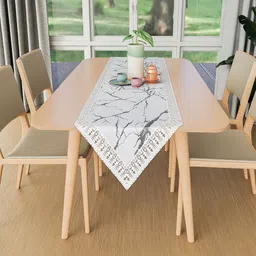 Kuber Industries Grey & White Marble Printed Table Runner-51