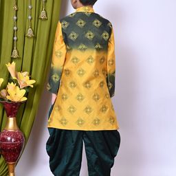 NFC CREATION Boys Printed Regular Dupion Silk Kurta with Patiala image 5