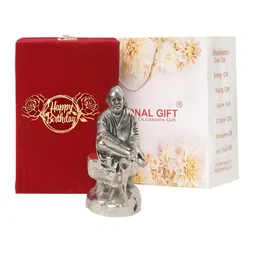 INTERNATIONAL GIFT Brass Sai Baba Idol With Red Velvet Box-image-125