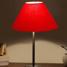 Aura Red & Steel Metal Frusturical Shaped Table Lamp-20