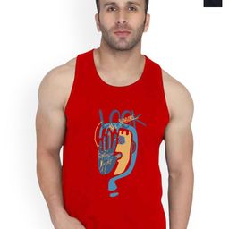 SLOWLORIS Men Pack Of 2 Printed Combed Cotton Gym Vests VSL26 CMB(LOOK RED)(ZOZO BLACK)-picture-1
