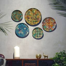 DESSINE ART 5-Pcs Green & Blue Printed Mystic Turkish Wall Plates Decor-10