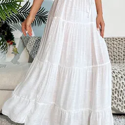 LULU & SKY A-Line Tiered Curved Maxi Skirt-image-52