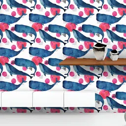 ArtzFolio Printed UV-Resistant Anti-Bacterial Whale And Geometrical Elements Peel & Stick Wallpaper-image-96