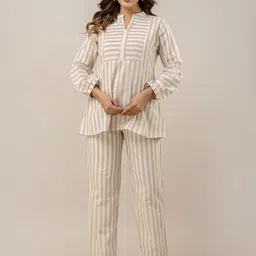 CORDSET Striped Pure Cotton Tunic & Trouser Co-Ord Set-picture-24