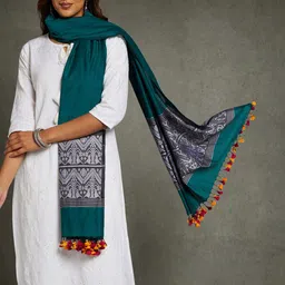 ArtEastri Ethnic Motifs Woven Design Cotton Silk Dupatta-picture-22