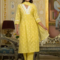 Varanga Women Regular Pure Cotton Kurta with Trousers & Embroidered Dupatta-picture-33