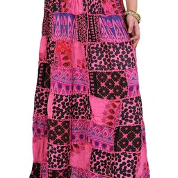 Exotic India Long Printed Dori Skirt From Gujarat With Patch Work-image-62