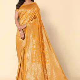 Subham Women Woven Design Zari Banarasi Saree With Blouse Piece-image-45