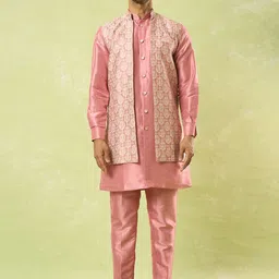 Arihant Rai Sinha Men Pure Silk Kurta Set and Nehru Jacket-picture-58