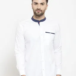Moda Rapido Men India Slim Fit Mandarin Collar Solid Cotton Casual Shirt-image-47