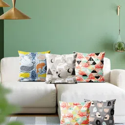 ArtzFolio Multicoloured Set of 5 Velvet Square Cushion Covers-36