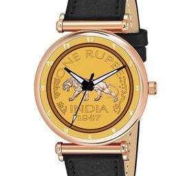 CSAMON Men Round Dial & Leather Straps Analogue Watch C34MRG GOLD RS Black Chikani-image-78