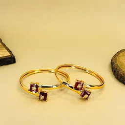 RKB Sales Set Of 2 Gold-Plated American Diamond Studded Bangles-image-10