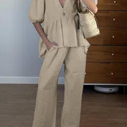 MIAKEE V-Neck Top With Palazzo Co-Ords-image-39